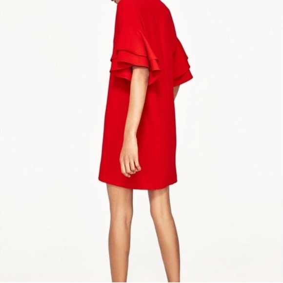 🔵ZARA Like New Red V-Neck Dress - Picture 3 of 11